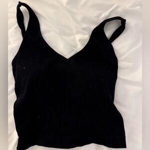 Altar’d State Black Ribbed V-Neck Women's Top